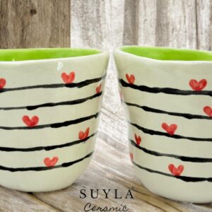 MINNIE El Yapımı 2’li Seramik Kulpsuz Fincan