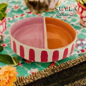 PİANO SERİES-PEACH Seramik İki Bölmeli Sunum Tabağı